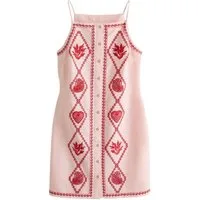 Next Minikleid Mini-Etuikleid mit Leinen und Stickerei (1-tlg)