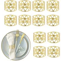 relaxdays Serviettenring Serviettenringe im 12er Set, Eisen, gold