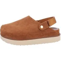 Ital-Design Komfortable Freizeit-Schuhe im modernen Design Plateausandaletten (85867683) Flach Pantoletten in Camel