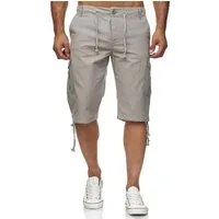 Reslad Leinenhose Reslad Leinen Cargo Shorts Männer Strandhose Herren Leinenhose 3/4 (1-tlg) Strandhose im Leinen-Look mit Cargotaschen