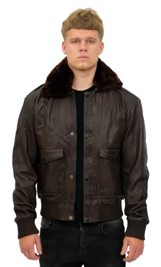 Herren-Bomberjacke „Air Force A2“ aus braunem Fliegerleder – Sao Paulo