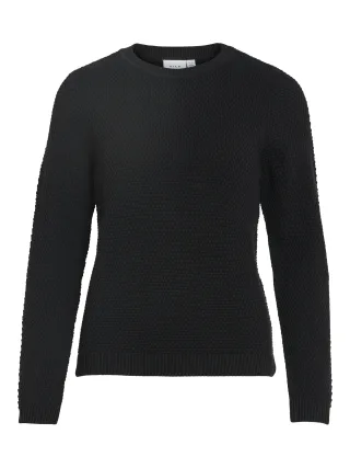 VILA - VIDALO O-NECK L/S KNIT TOP- NOOS Black - Gr. - L