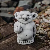 gartendekoparadies.de Gartenfigur Massive Steinfigur lustiger Troll Mittelfinger, H. 24 cm, 6 kg, Frostsicher