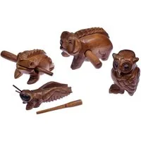 LOGOPLAY Spielzeug-Musikinstrument Klangtier-Set, (1 tlg), Klangtier-Set Frosch, Schwein, Zikade & Eule