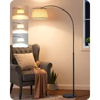 EDISHINE Stehlampe Wohnzimmer dimmbar, Standleuchte Höhenverstellbar, LED wechselbar, kaltweiß bis warmweiß dimmbar, LED Bogenlampe mit Fernbedienung