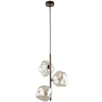 Licht-Erlebnisse Pendelleuchte UMERA, ohne Leuchtmittel, Metall Rauchglas G9 29 cm breit H: max. 90 cm Braun Cognac 3-flammig