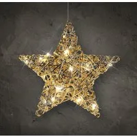 Spetebo LED Stern LED Deko Stern Gold mit Timer - 30 cm, Timer, LED, warmweiß, Timer