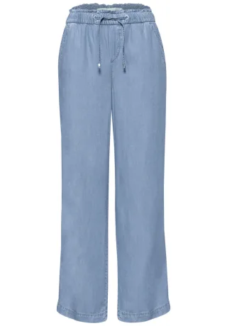 Street One - Hose mit weitem Bein und elastischem Bund blau - Gr. - 30