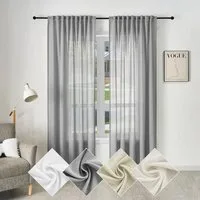 Woltu Gardine (1 St), Kräuselband, halbtransparent, Vorhänge Leinenoptik