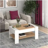 Vicco Couchtisch August, Goldkraft Eiche/Weiß, 99.6 x 58.8 cm mit Schublade (1-St)