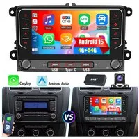 ESSGOO 7" Android 15 Für VW GOLF 5 6 Touran EOS Tiguan Polo 6R Passat Caddy Autoradio (RDS, 4+64G(optional), DAB (optional), FM, DAB+ (optional), Carplay Android Auto DAB (optional), RDS, FM, 4+64GB, SWC, GPS NAVI)