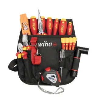 Wiha Werkzeug Set Elektriker gemischt, 18-teilges Set mit Gürteltasche - 44574