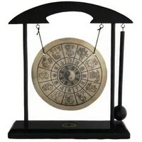 Yudu Dekofigur Tisch-Gong Holzständer Tischgong Fengshui inkl.Schlegel