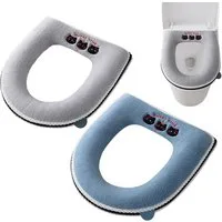 FELIXLEO WC-Deckelbezug Satiskid 2 Stück WC Sitzbezüge Universal Toilettensitzkissen Griff