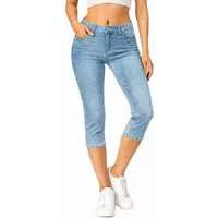 SUBLEVEL Caprijeans Damen Hose 3/4 Jeans Flex Dehnbar Frühling Sommer Dehnbar Stretch Baumwolle