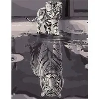 Ikonka Malen nach Zahlen Malen nach Zahlen Set 40x50cm - Katze/Tiger auf Leinwand (Leinwand Malen nach Zahlen Set, 1x Malen nach Zahlen auf Leinwand), Hochwertiges Katze/Tiger Malen-nach-Zahlen: Einfach, entspannt