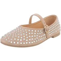 Ital-Design Bequemer Damenschuh mit Dekorativen Details für Freizeit Schnürpumps (91554532) Blockabsatz Riemchenballerinas in Hellbraun
