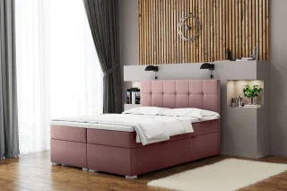 Boxspringbett Schlafzimmerbett ABELT 200x200cm in Stoff Matt Velvet Altrosa