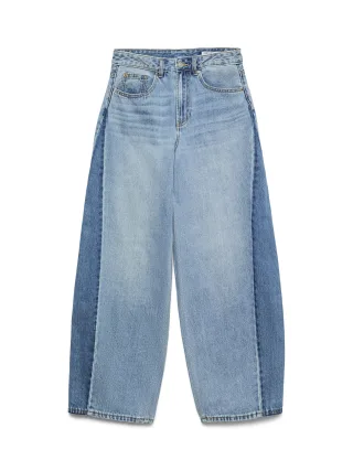 VERO MODA - VMZELDA HR BAREEL TWO TONED DNM JEANS Medium Blue Denim - Gr. - 30