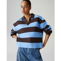 OPUS Sweatshirt GLOCKI Loose mit breiten Rugby Streifen weite Passform, weicher Griff