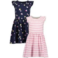 Blue Seven Jerseykleid Blue Seven 2er Pack Mädchen Kleider gestreift und mit Herzen