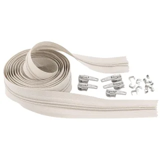 buttinette Endlosreißverschluss im Set, Spirale: 6,5 mm, 2 m, hellgrau