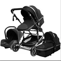 TPFFamily Kombi-Kinderwagen Babyschale Baby Buggy Babywanne 5-Punkt-Sicherheitsgurt Moskitonetz, Getränkehalter Kinderwagen 3 in 1 inkl. großem Zubehörset Schwarz