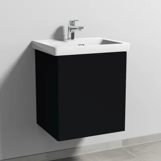 Sanipa 3way Waschtischunterbau zu Villeroy & Boch Subway 3.0 Waschtisch mit 1 Tür, Schwarz-Matt SF84508