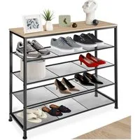 tectake Schuhregal Flurregal aus Holz und Stahl, 100 x 30,5 x 93 cm, Schuhablage mit Gitterablagen Sheffield 1-tlg., Ablage und 4 Gitterablagen, mit höhenverstellbaren Kunststofffüßen