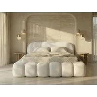 yourhouse24 Polsterbett Orlando Slim Bouclé kompaktes Wolkenbett mit Bettkasten, Bubble-Optik & Japandi