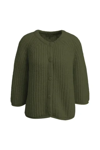 Smith&Soul - Hairy Round Neck 3/4 Slv Cardigan olive - Gr. - S