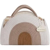 Jumpeak Windeltasche Geflochtener Aufbewahrungskorb,Baumwolle,32x20x22cm,Weiß (1er set), Korb Organizer für Windeln,Spielzeug,Büro,Schlafzimmer,handgeflochten