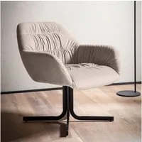 FINEBUY Cocktailsessel FB59866 Clubsessel Samt Metall Cocktailsessel Schalenstuhl (Design Schalenstuhl mit Rückenlehne, Samt Beige), Relaxsessel Loungestuhl, Clubsessel Lounge