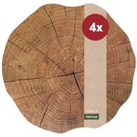 matches21 HOME & HOBBY Platzset Abwaschbare Tischsets 4er Set Baumstamm Holz-Optik rund, (4-St), Platzsets als Tisch-Untersetzer und Tisch-Deko für Esstisch Teller