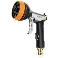 Brandson Multifunktionsbrause Garten Handbrause Metall, Gartenbrause, 7 Sprühmuster, Gartenpistole, (1-St), gummierter Griff, Wasserdurchfluss regelbar, Schnellkupplungsanschluss