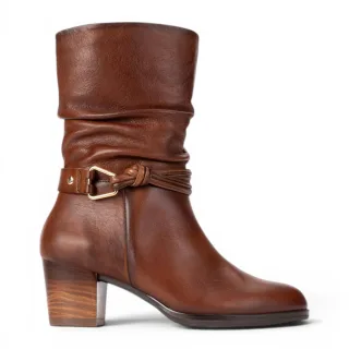 Pikolinos braune Lederstiefel bis zur Mitte der Waden – Zamora