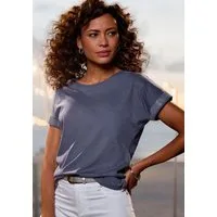 LASCANA Kurzarmshirt mit glitzernem Strass-Design am Arm aus luftiger Baumwoll-Qualität