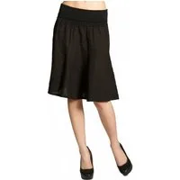 Caspar Faltenrock RO014 Damen Midi Leinenrock knielang mit figurfreundlichem Stretch Bund - Made in Italy