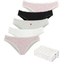 LASCANA Jazz-Pants Slips Geschenk Box (5er-Pack) mit süßen Herzchen-Prints und aus elastischer Baumwoll-Qualität