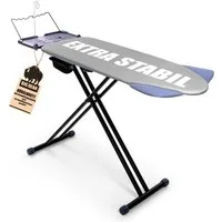 BigDean Bügelbrett XXL (120x45 cm Bügelfläche) inkl. ausklappbarer Schulterpassform, Bügelfläche 120x45 cm, Breite Stahlkonstruktion, Kindersicherung, Kabelführung, Seitentasche