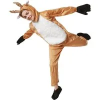 dressforfun Kostüm Kinderkostüm Verspieltes Reh, Overall mit Hirschschwanz und Reißverschluss auf der Rückseite