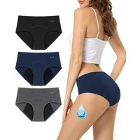 TANSTC Periodenslip Periodenunterwäsche Damen, Menstruationsunterwäsche (Packung, 3er-Pack) auslaufsicher, für starke Tage geeignet, mehrlagiger Schutz, waschbar