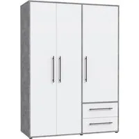FORTE Kleiderschrank Mokkaris, Garderobe, zeitloses Design, 3 Türen, Made in Europe (B/H/T ca. 144x200x59cm) Zwei Schubladen, schwarze Stangengriffe, Stauraum, auch in Schwarz