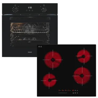 exquisit Backofen-Set "EBE257-H-020 schwarz" Set, 2 Stk. tlg. mühelos kochen: ca.70C Sauce warmhalten, ca.92C Brühe simmern