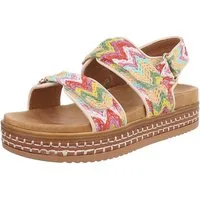 Ital-Design Modische Sommer-Sandalen mit verstellbaren Riemen Plateausandaletten (89542895) Flach Plateausandaletten in Beige