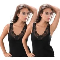 Toker Collection® Unterhemd Damen Unterhemd mit extra breiter Spitze 2 Stück (Packung, 2er Pack) exklusive Spitzen