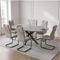 Jiexi Essgruppe Essgruppe ausziehbar rund bis oval MDF Tisch mit Freischwinger