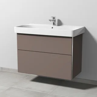 Sanipa 3way Waschtischunterbau zu Geberit Smyle Square Waschtisch mit 2 Auszügen, Taupe-Matt BP6711T