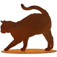 Rostikal Gartenfigur Katze aus Cortenstahl Edelrost Metall Deko wetterfest & handgefertigt, Geschenkidee Katzenfreunde – dekorative Figur mit Charakter 25 × 32 cm