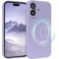 EAZY CASE Handyhülle für Apple iPhone 17 Hülle Silikon 6,3 Zoll, MagSafe Soft-Silikonhülle kabelloses Laden matte Oberfläche Blau Lila